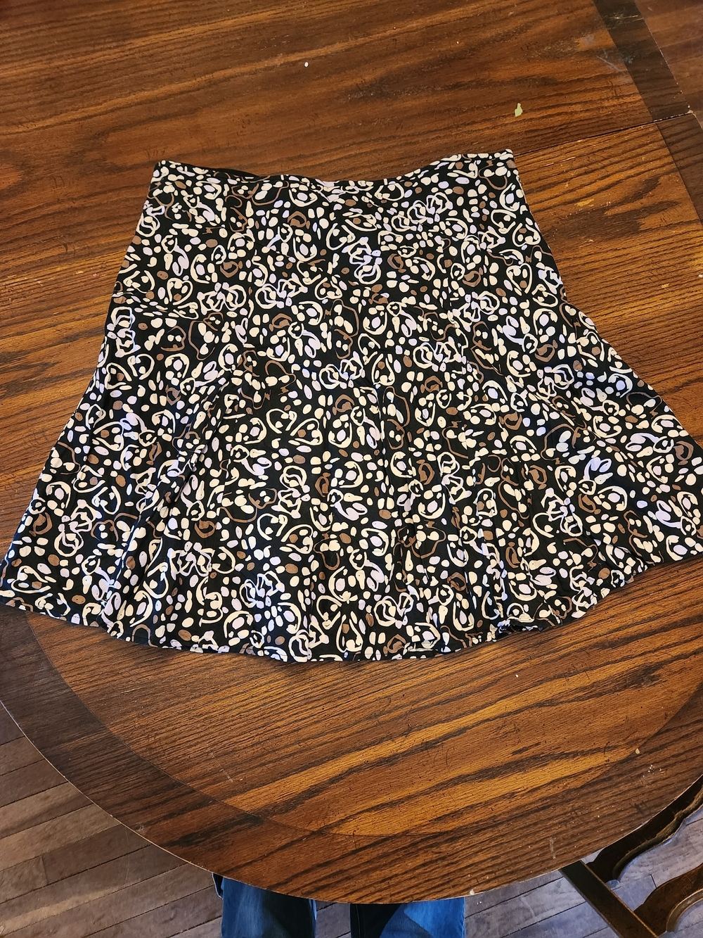 George Black Circle Skirt with Cream & Tan Floral Print